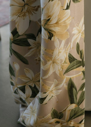 Rideau Beige Motif Fleurs