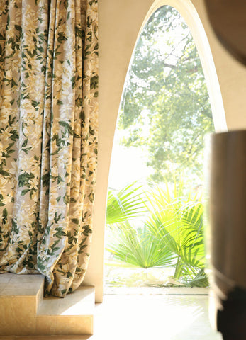 Beige Curtain with Flower Pattern