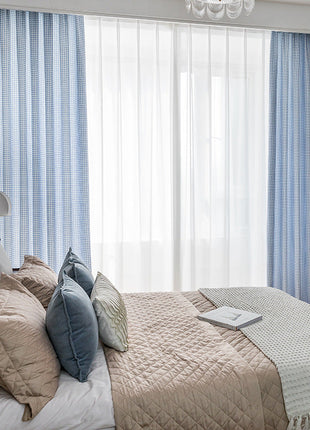 Rideau Bleu Blanc a Carreaux