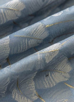 Rideau Bleu Lignes Doré