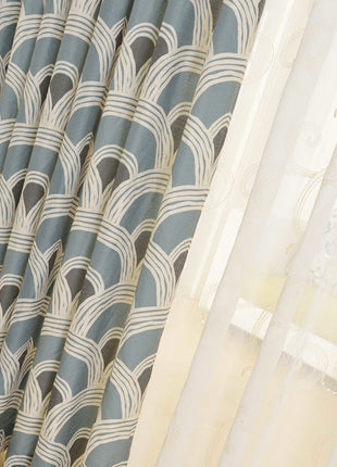 Rideau Bleu Motifs Arrondi