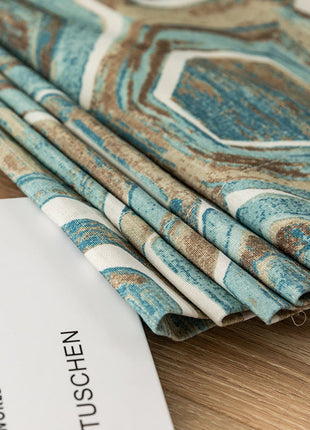 Rideau Bleu Motifs Hexagone