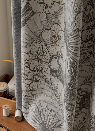 Rideau Gris et Blanc Floral
