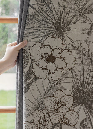 Rideau Gris et Blanc Floral