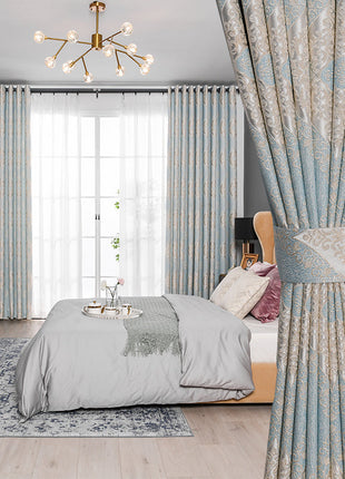 Rideau Luxe Salon Bleu Gris