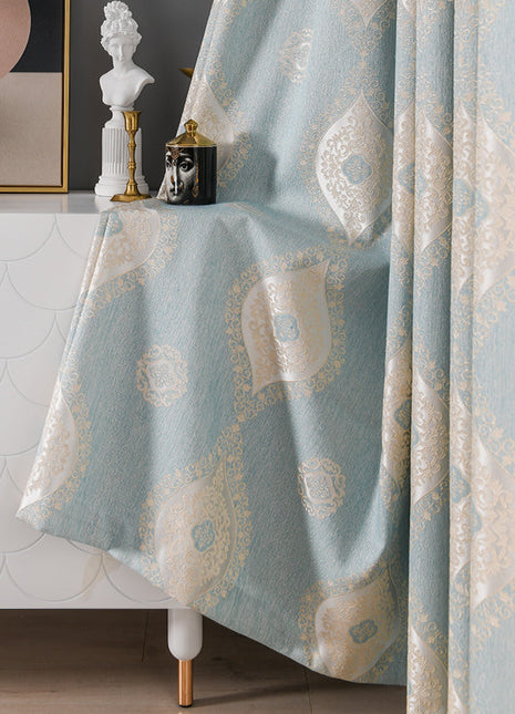 Rideau Luxe Salon Bleu Gris