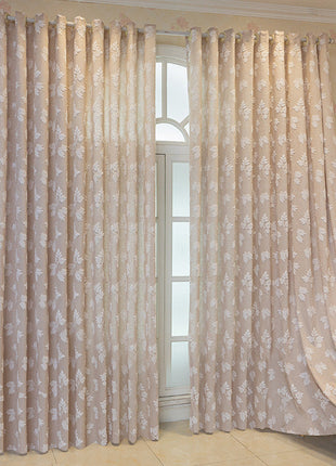 Rideau Rose Motifs Feuille