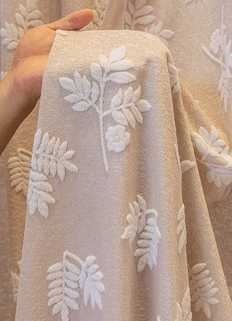 Rideau Rose Motifs Feuille