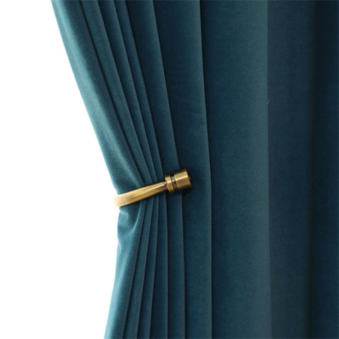 Duck Blue Velvet Curtain