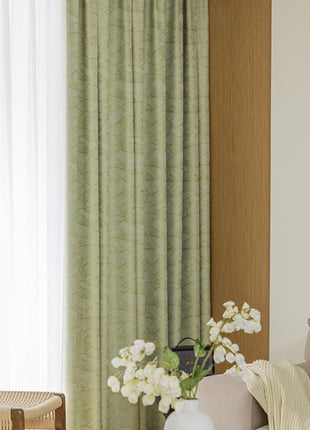 Rideau Vert Motif Feuille