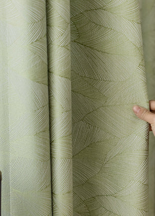 Rideau Vert Motif Feuille