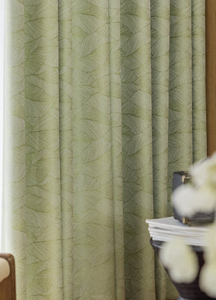 Rideau Vert Motif Feuille