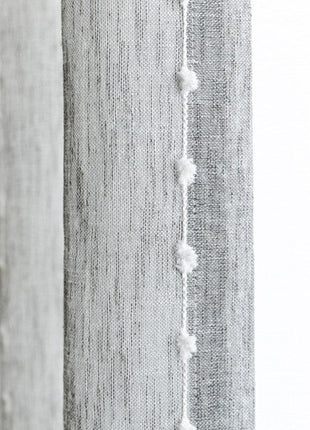 Rideau Voilage Gris Léger pompom