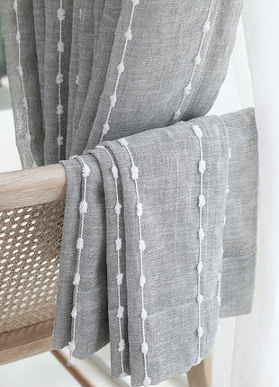 Rideau Voilage Gris Léger pompom