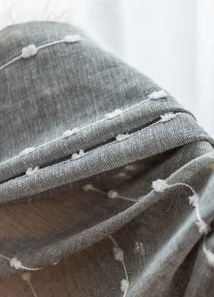 Rideau Voilage Gris Léger pompom