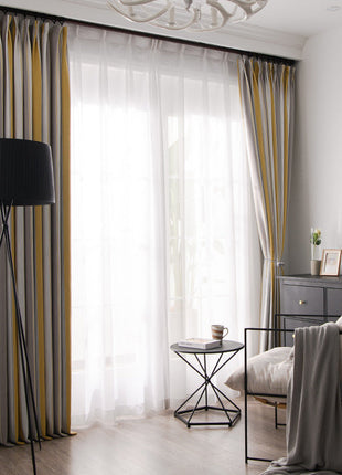 Rideau jaune Gris Blanc