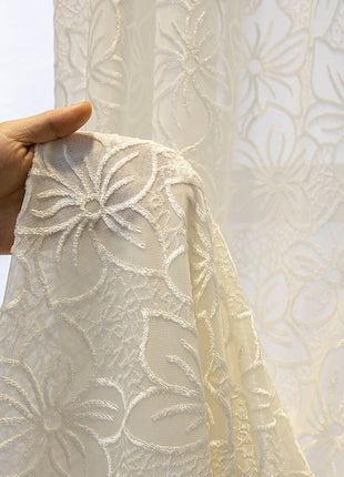 Voilage Blanc Fleuri