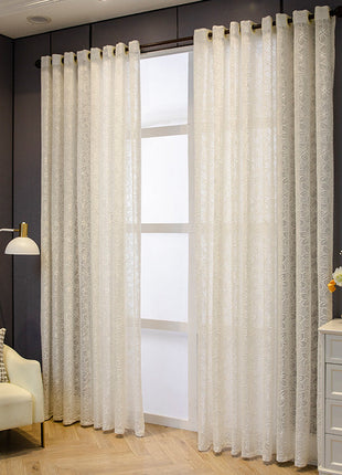 Voilage Blanc Fleuri