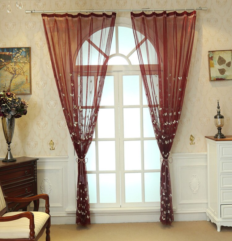 Texture Rouge Rideaux Red Sheer|Home Curtains® – Rideaux Deco