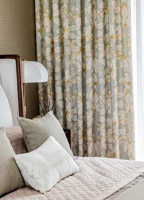 vert motifs feuilles jaune